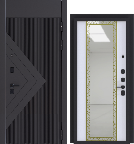 Входная дверь Страж Сандо РЖ Каричневый матовый/ Белый снег 960х2050 Левое