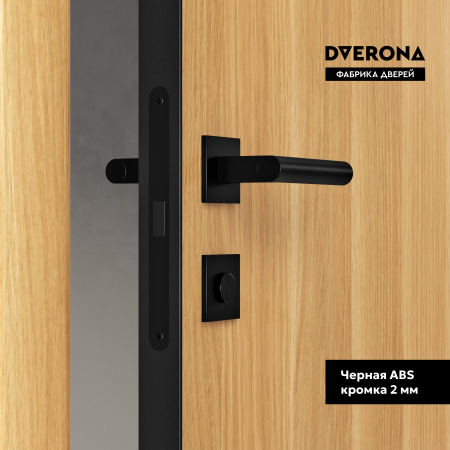 Межкомнатная дверь DVERONA Флэт CPL Дуб Нордик./ ABS черная 600х2000