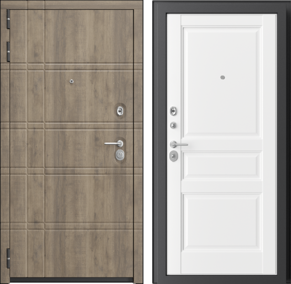 Входная дверь Флагман 36 Дуб аликанте/ Белый 860х2050 Левое