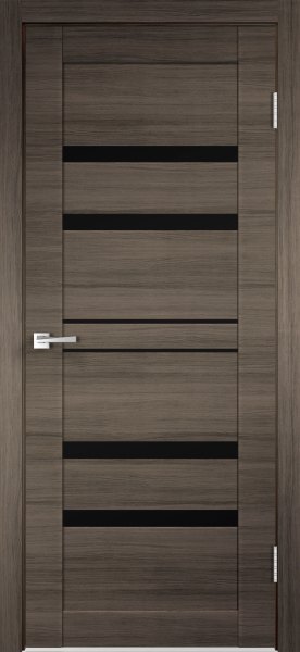 Межкомнатная дверь VellDoris LINEA 6 Дуб серый поперечный/ Черный лакобель 600х2000