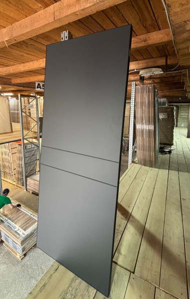 Межкомнатная дверь FlyDoors MATRIX 52 AB Дарк Грей/ кромка Алюм.черная с 4-х сторон 600х2000 (Защелка магнит. WC)