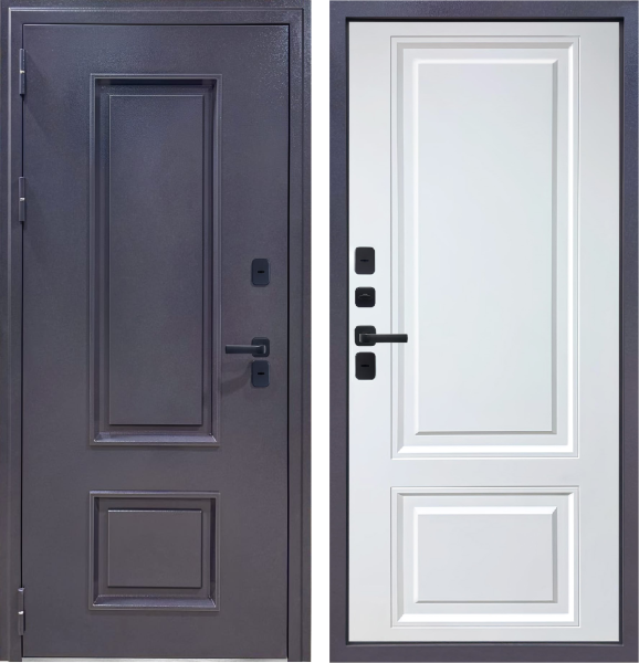 Входная дверь с терморазрывом VFD Termo Strong Букле коричневый/ Шагрень белая 860х2050 Левое