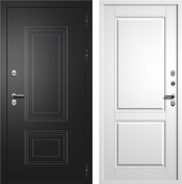 Входная дверь с терморазрывом FD Шторм ТЕРМО Букле черный/ Шагрень белая 860х2050 Левое