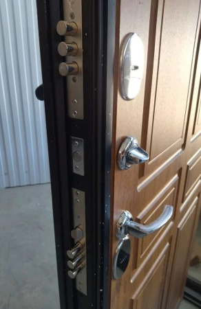 Входная дверь с терморазрывом Промет Термо Норд Антик медь/ Золотистый дуб 980х2050 Левое