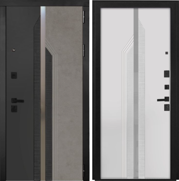 Входная дверь KOVA Legan Черный кварц, скол камня/ шагрень белая 860х2050 Левое