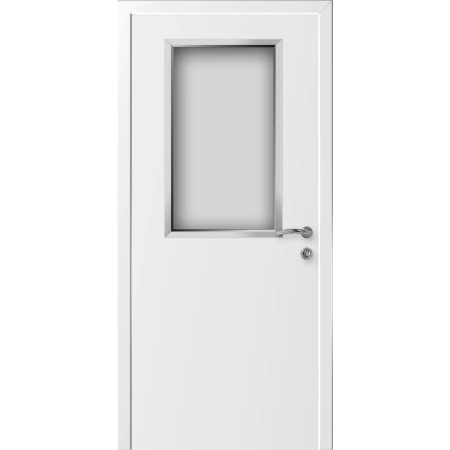 Влагостойкая дверь Kapelli classic ДО Шагрень белая 800х2000/ ст. Прозрачное h900х500