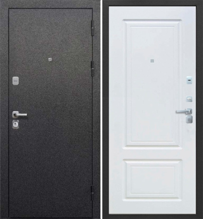 Входная дверь Ferroni Толстяк Букле черный/ Ясень белый 960х2050 Левое