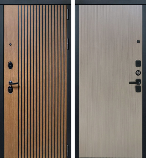 Входная дверь Страж Модика РЖ Дуб кантри темный/ Ларче крем 960х2050 Левое