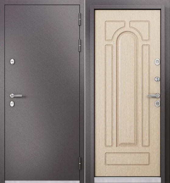 Входная дверь с терморазрывом Мастино TERMO SPLIT Букле антрацит/ Ларче бьянко 10TS-102 950х2050 Левое