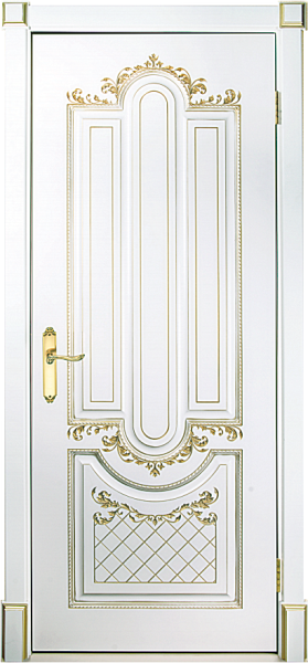 Межкомнатная дверь InterneDoors Александрия 2 ДГ Белый/ патина золото 600х2000