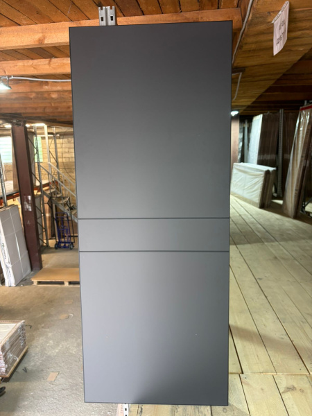 Межкомнатная дверь FlyDoors MATRIX 52 AB Дарк Грей/ кромка Алюм.черная с 4-х сторон 600х2000 (Защелка магнит. WC)