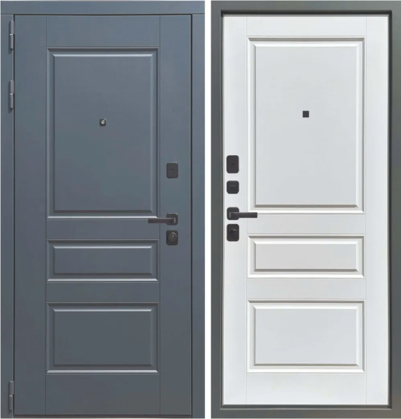 Входная дверь Мастер Сталь АМПИР Серый эмалит/ Белый эмалит 860х2050 Левое