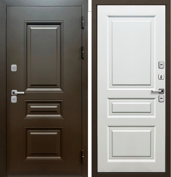 Входная дверь с терморазрывом Luxor Термо Классика Муар 8019/ Белый 860х2050 Левое