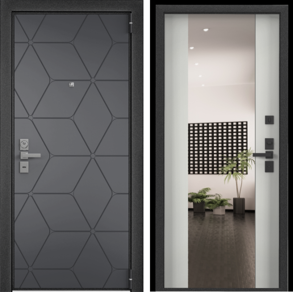 Входная дверь Мастер Сталь АТЛАНТИК Графит/ Белый эмалит 860х2050 Левое