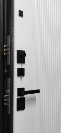 Входная дверь Берлога Тринити Элемент 2П Фрейда черный кварц/ Эмалит арктик 870х2060 Левое