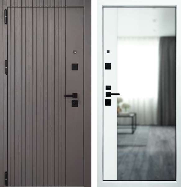 Входная дверь VFD Concept Trend Maxi Mirror Morion Ash/ Emalex Ice 850х2030 Левое