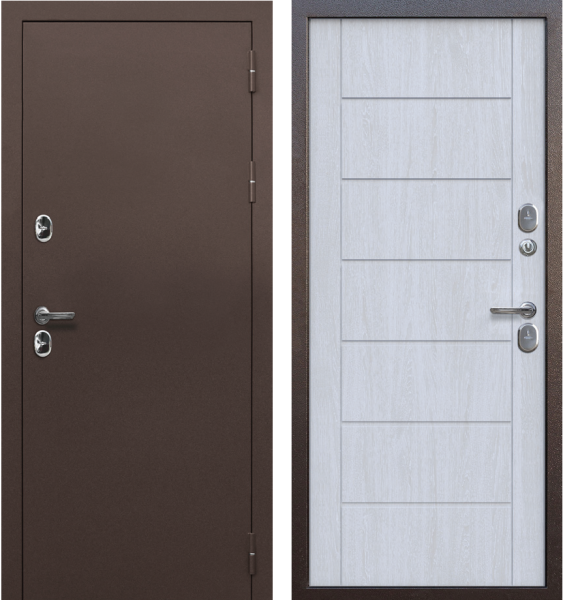 Входная дверь с терморазрывом Ferroni ISOTERMA Медный антик/ Астана милки 860х2050 Левое