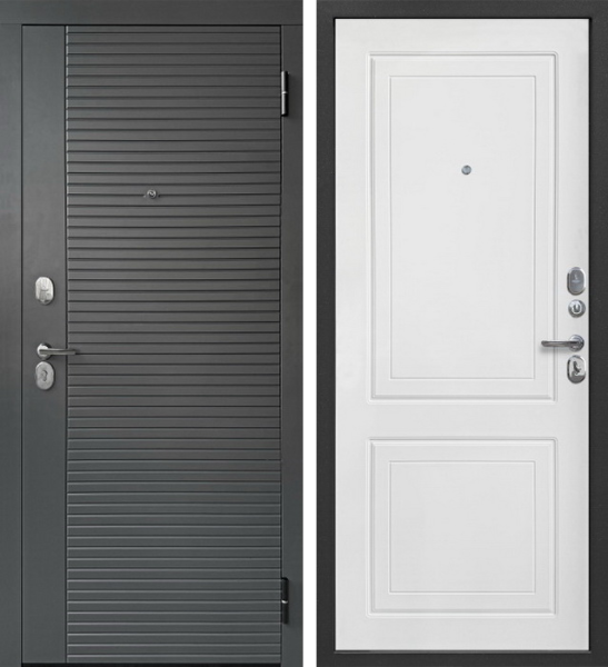 Входная дверь Ferroni 7,8 см ПРОсемь линии Графит/ Белый 860х2050 Правое