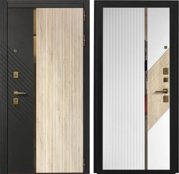 Входная дверь KOVA Taos Черный кварц, шведская вишня/ белый матовый 860х2050 Левое