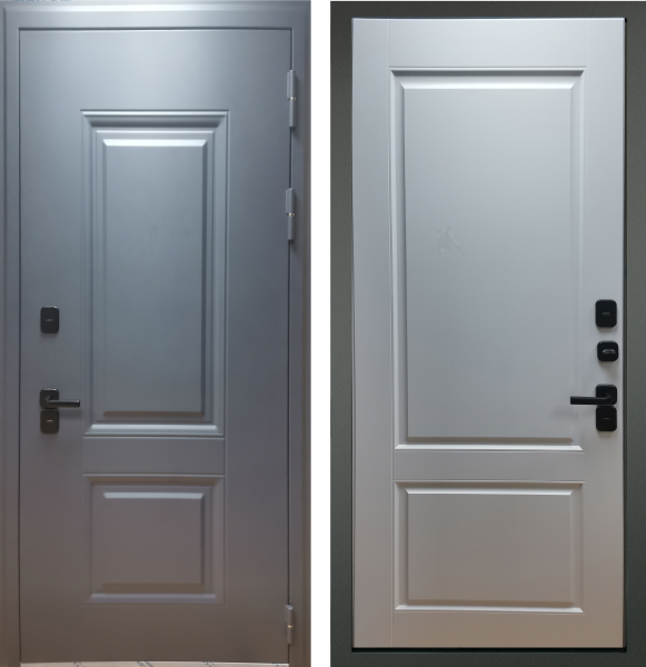 Входная дверь с терморазрывом Дверной континент Термаль Классика Серый муар/ Белый матовый 860х2050 Левое