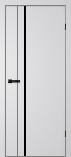Межкомнатная дверь Optimum Л7 ПЭТ Серый/ кромка ABS черная с 4-х сторон 900х2000