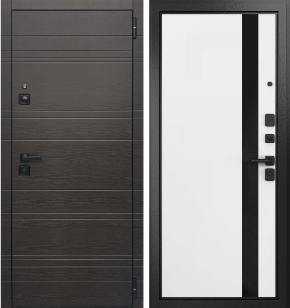 Входная дверь Мастер Сталь АЛЬФА Горький шоколад/ Белый 880х2050 Левое