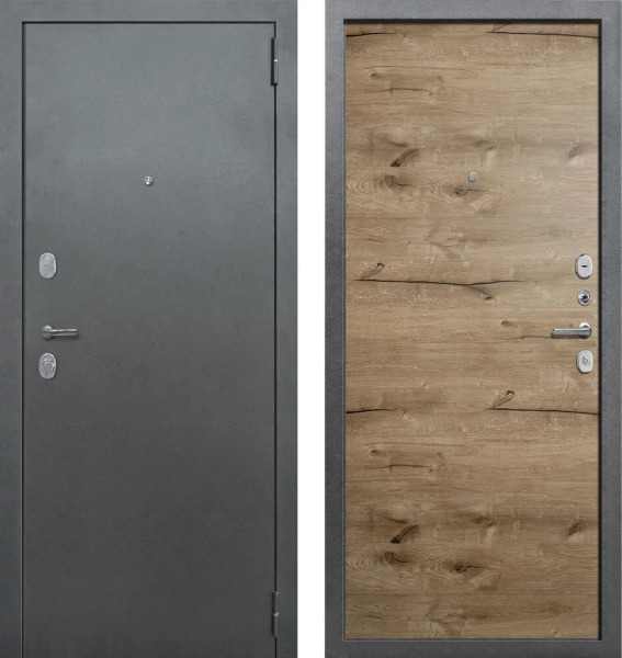 Входная дверь KOVA Авангард Антик серебро/ Дуб пацифик 860х2050 Левое