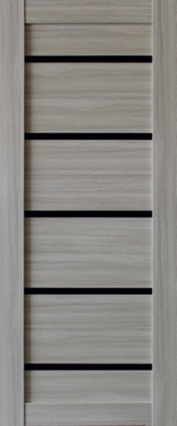 Межкомнатная дверь модель 55 ДО Дуб дымчатый/ Черный лакобель 600х2000