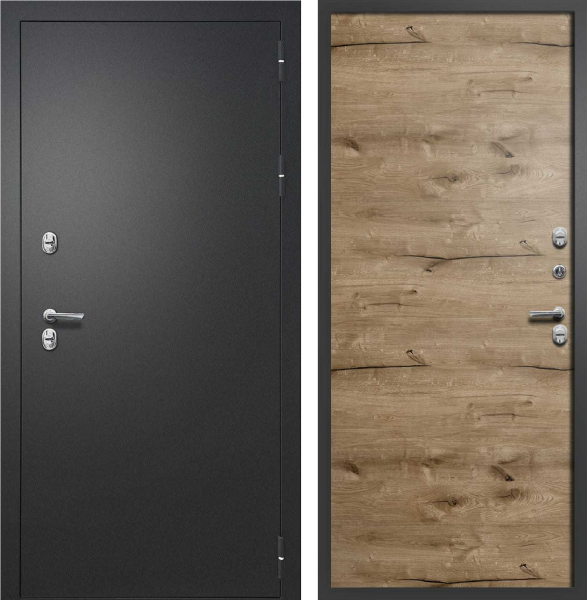 Входная дверь с терморазрывом FD Айварс ТЕРМО Букле черный/ Дуб пацифик 860х2050 Правое