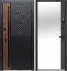 Входная дверь с электрозамком Luxor 2МДФ Дуб Диагональ Зеркало Smart Сатин черный 860х2050 Правое