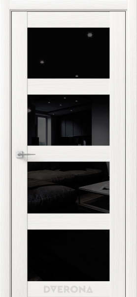 Межкомнатная дверь DVERONA Кватро Дуб белый/ Черный лакобель 900х2000