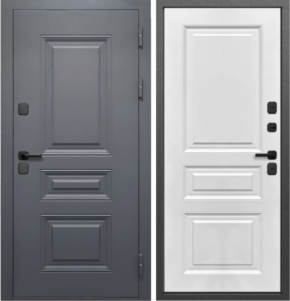 Входная дверь с терморазрывом Luxor Термо Классика Муар 7024/ Белый 860х2050 Левое