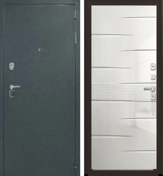 Входная дверь KOVA Муза Антик серебро/ Софт белый матовый 860х2050 Левое