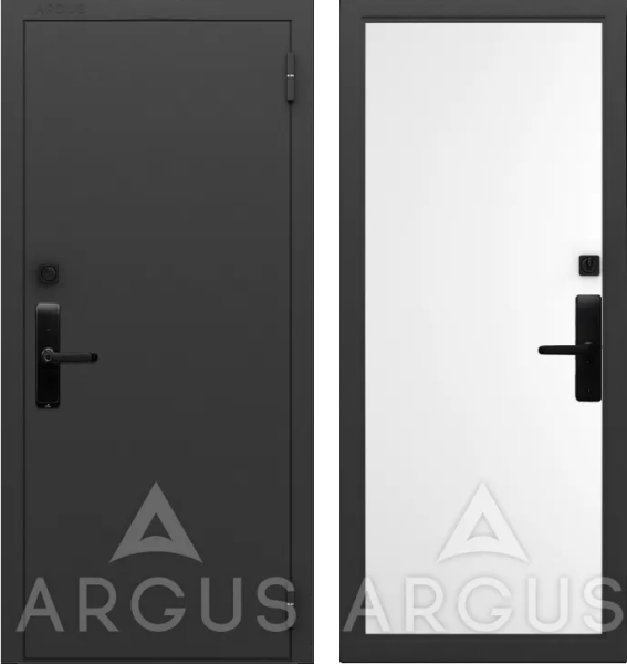 Входная дверь с терморазрывом Argus Тепло SMART Ивен Муар графит/ Эмалит арктик 870х2050 Левое