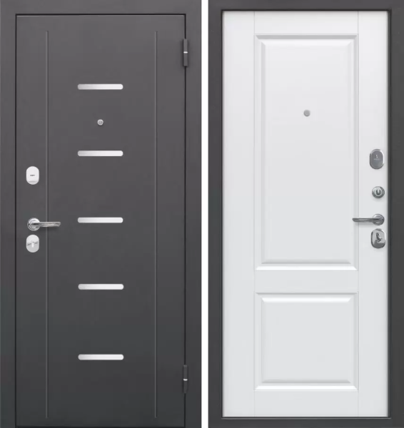 Входная дверь Ferroni 7,5 см Гарда Антик серебро/ Велюр белый софт 860х2050 Левое