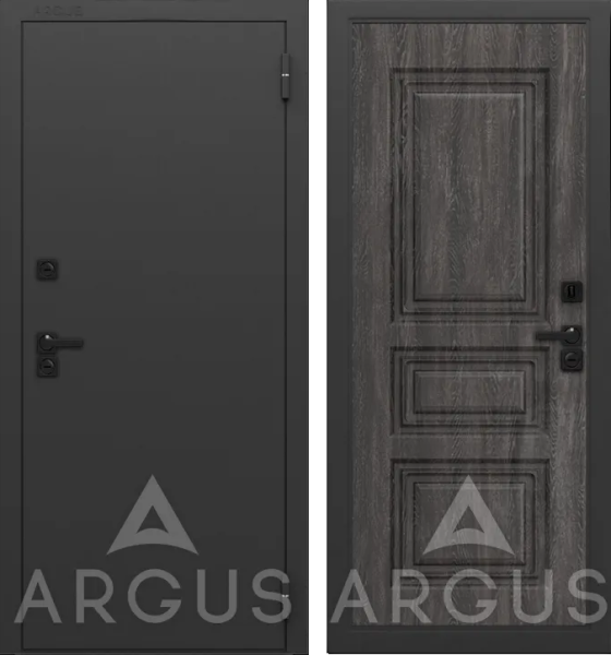 Входная дверь с терморазрывом Argus Тепло LE Муар графит 7021 Скиф Дуб графит 870х2050 Левое