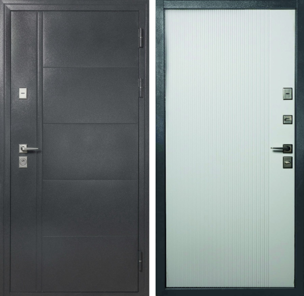 Входная дверь с терморазрывом Дверной континент Термаль Ультима Букле серебристый/ Белый 860х2050 Левое