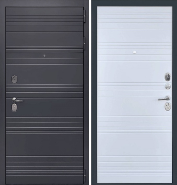 Входная дверь KOVA Лига Дуб антрацит/ Белый матовый 860х2050 Левое