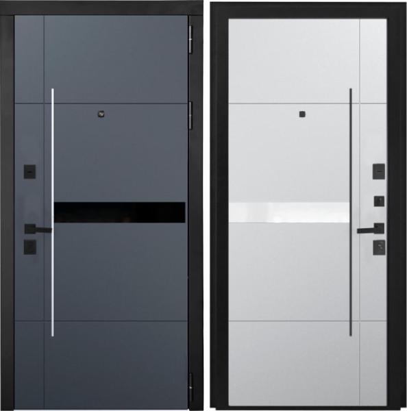 Входная дверь KOVA Delta Антрацит матовый/ Белоснежный гладкий 860х2050 Левое
