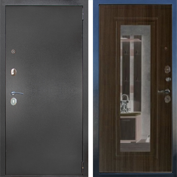 Входная дверь Дверной континент Рубикон Зеркало Антик серебро/ Венге 860х2050 Левое