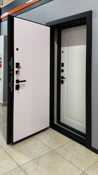 Входная дверь AGAT Статус Черная шагрень/ Белый 860х2050 Левое