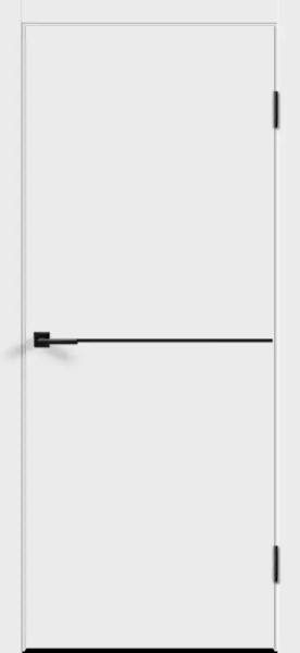 Межкомнатная дверь VellDoris FLAT H1 Белый/ кромка ПВХ белая с 2-х сторон, молдинг черный 600х2000