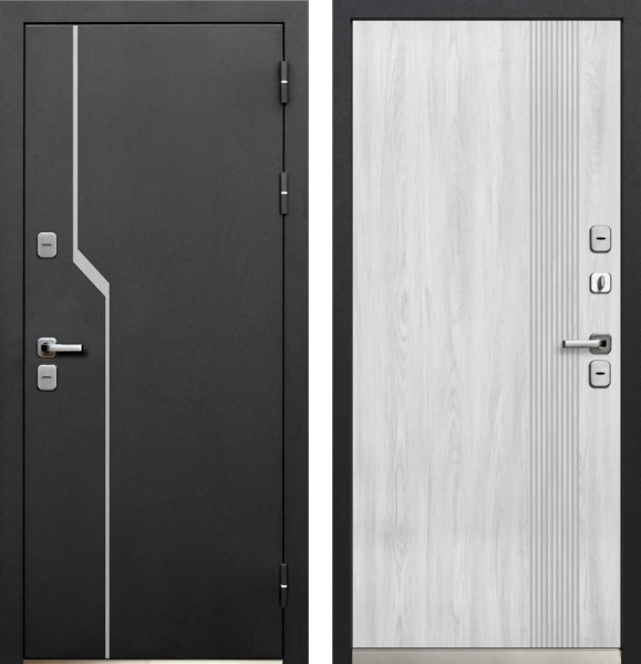 Входная дверь с терморазрывом Luxor Termo 1 Букле черный/ Сосна белая 860х2050 Левое