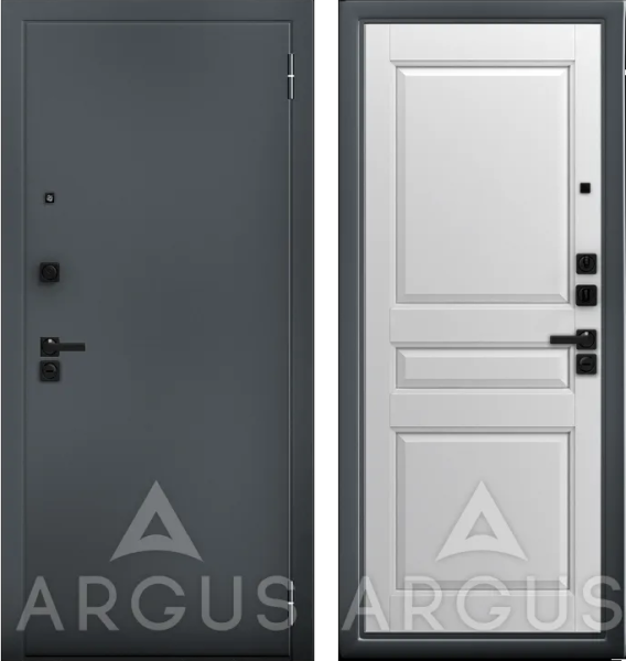 Входная дверь Argus ДА 87 Каролина Букле графит/ Белая эмаль (soft) 870х2060 Левое