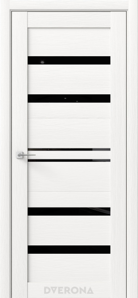 Межкомнатная дверь DVERONA Ритмик 6 Дуб белый/ Черный лакобель 900х2000