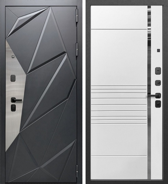 Входная дверь Дельта-3Д Черный эксимер/ Белый матовый 860х2050 Левое