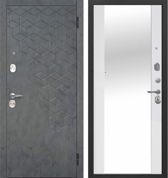 Входная дверь Кубик-рубик Бетон графит/ Белый 860х2050 Левое