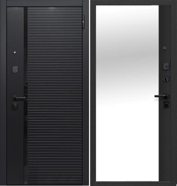 Входная дверь Ferroni  9 см Черное Зеркало NEW Сатин черный 860х2050 Левое