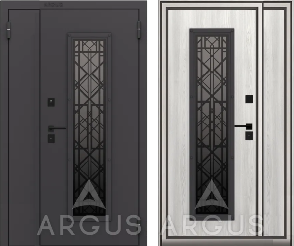 Входная дверь с терморазрывом Argus ПОД ЗАКАЗ Букле черный/ ПВХ по каталогу 1350х2050 Правое