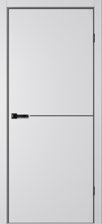 Межкомнатная дверь Optimum Л1 ПЭТ Серый/ ABS черная 900х2000